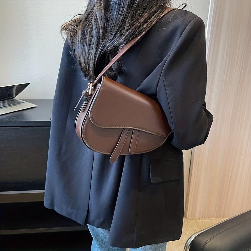 F&S Crossbody Flap Shoulder PU Leather Tan Saddle Bag