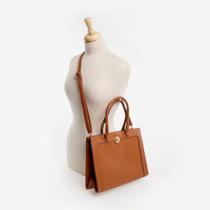 Brown Quilted Tote Bag- Large