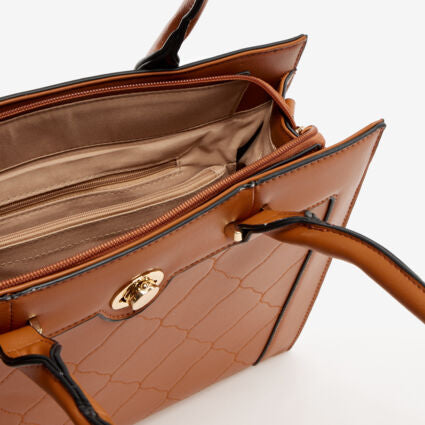 Brown Quilted Tote Bag- Large