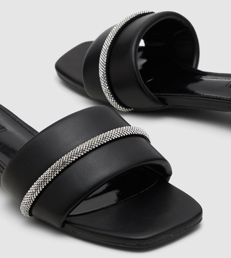 Nine West Embellished Flat Slide Sandals