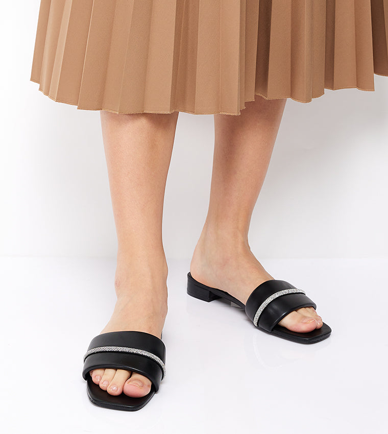 Nine West Embellished Flat Slide Sandals