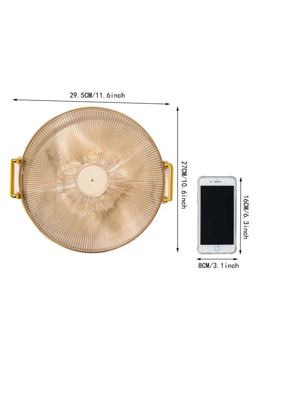 SHEIN 1pc Round Food Tray, Minimalist PS Double Handle Food Tray For Dinner Table