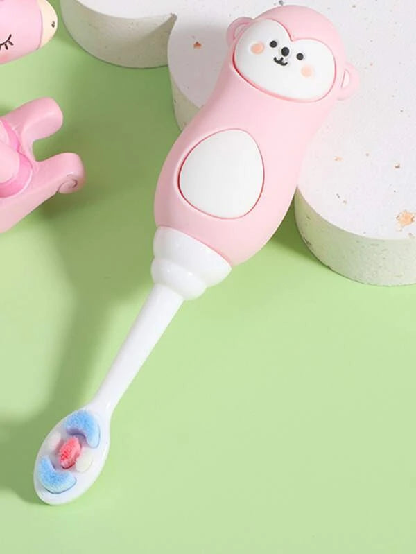 SHEIN 1pc Cartoon Monkey Shaped Random Color Kids Toothbrush, : Blue