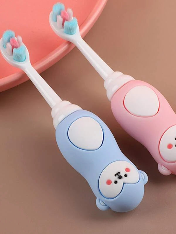 SHEIN 1pc Cartoon Monkey Shaped Random Color Kids Toothbrush, : Blue