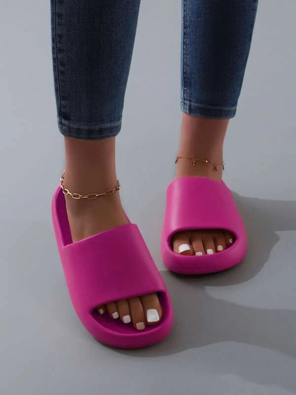 SHEIN Minimalist Single Band Slides: Pink