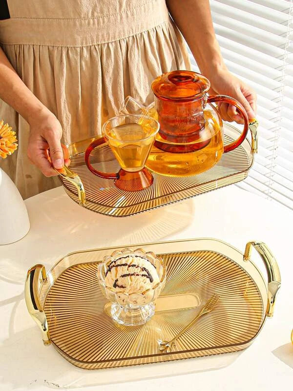 SHEIN 1pc Double Handle Oval Tray