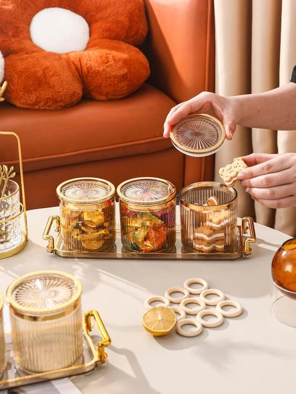 4pcs/set PS Food Tray, Modern Square Tray With Storage Box For Coffee Table, Dining Table