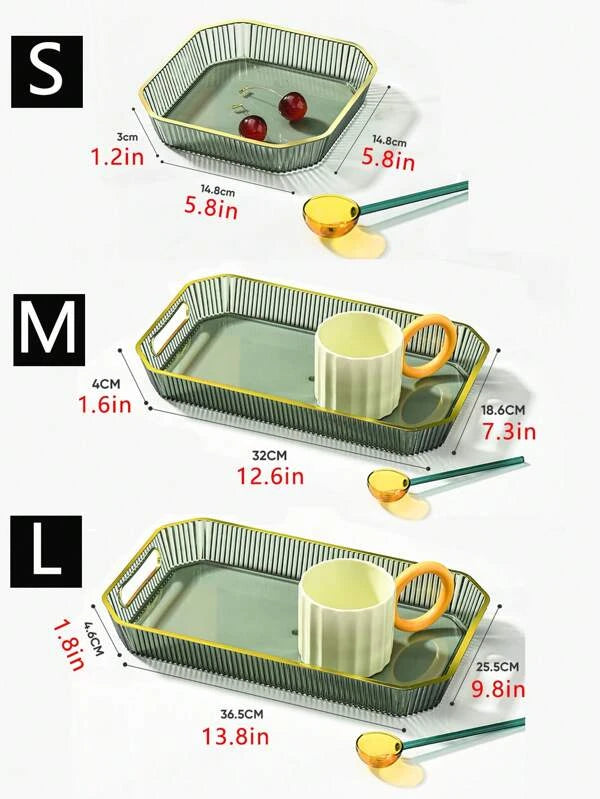 SHEIN 1pc PET Tray, Modern Two Tone Geometric Food Tray For Table