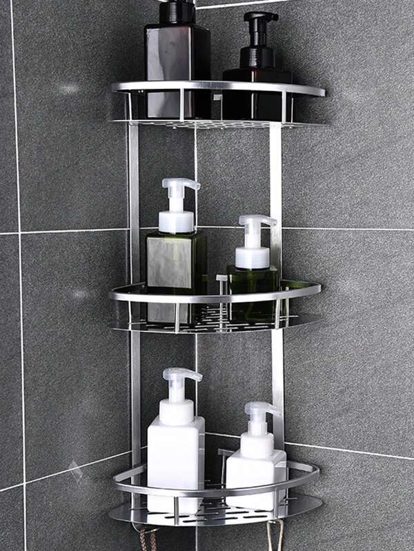 1pc Stainless Steel Bathroom Storage Rack - Silver