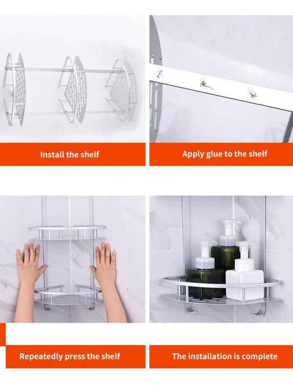 1pc Stainless Steel Bathroom Storage Rack - Silver