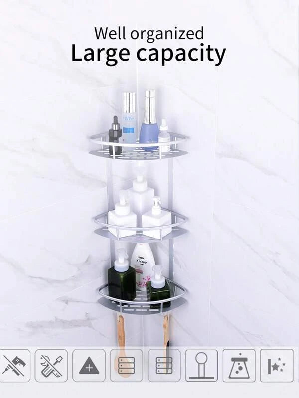 1pc Stainless Steel Bathroom Storage Rack - Silver