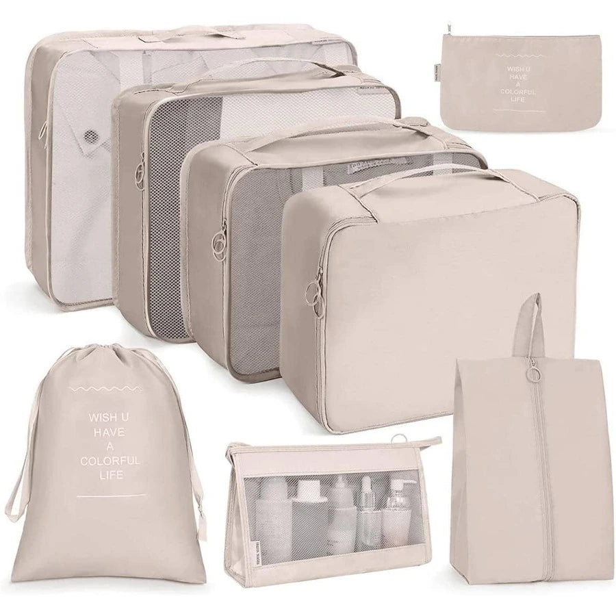 8pcs/set Slogan Graphic Storage Bag - Beige – Your Daily