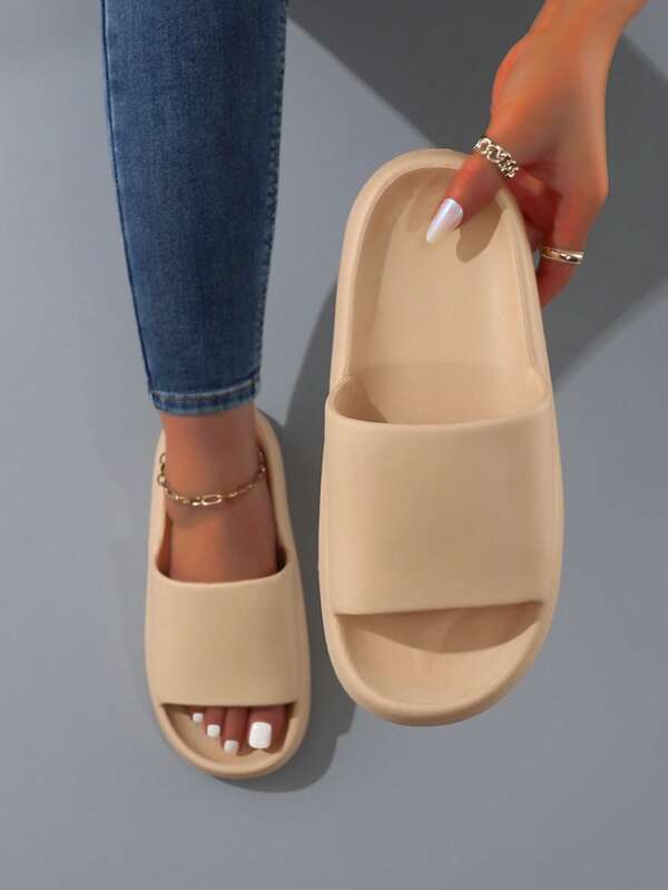Fashionable Slides For Women, Single Band EVA Indoor Slippers - KHAKI