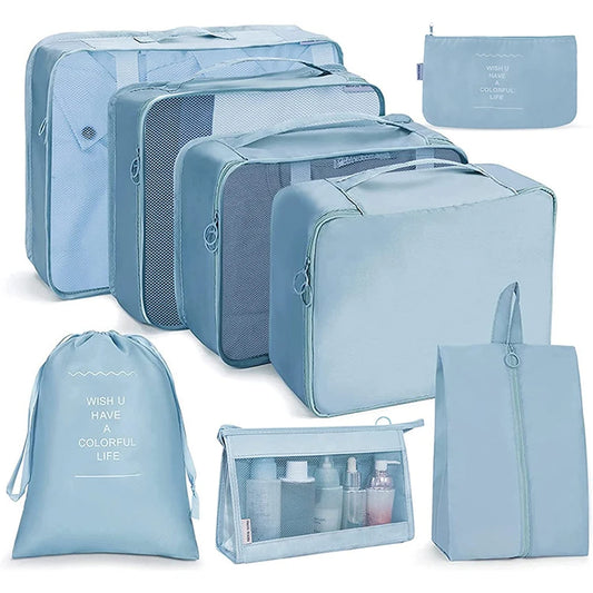 8PCS/Set Organizer Bags for Travel Organizer Bags - LIGHT BLUE