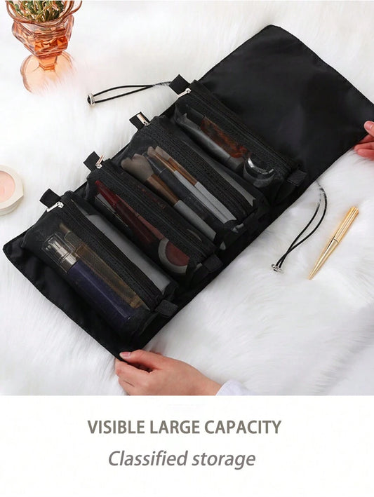 4PCS In 1 Travel Separable Cosmetic Bag Women Mesh Make Up Bags Beautician Toiletry Makeup Brushes Lipstick Storage Organizer
