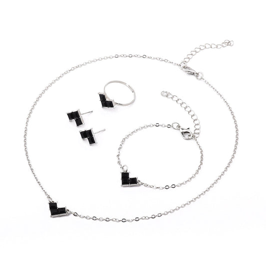 4PC/Set Diamond Studded Necklace Jewelry Set SJP