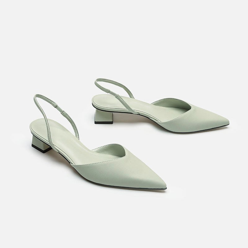 Women low heel thin strap sandals-light green