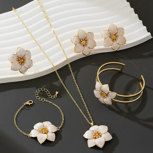 Enamel flower charm women complete jewelry sets with pendant-SJP Design