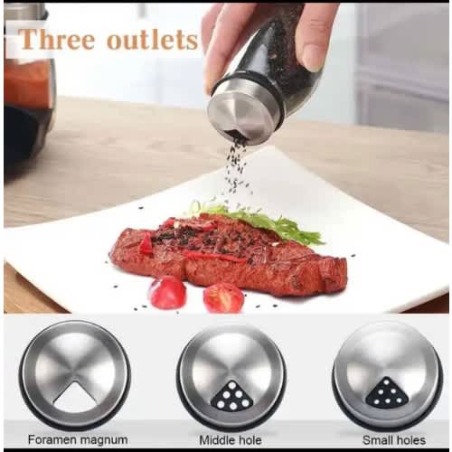 1pc Rotating Spice Jar Set Rack Glass Organizer - 6pcs