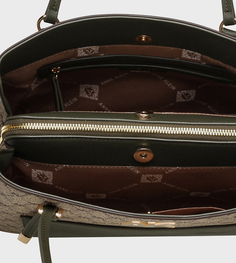 Anne Klein Monogram Patterned Shoulder Bag: Large