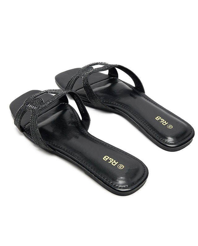 R&B Embellished Flat Sandals
