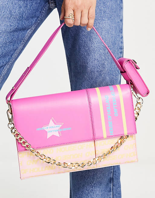 House of Holland utility shoulder bag in pink