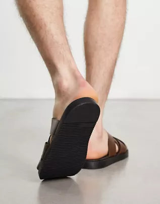 ASOS DESIGN multi strap sandals in brown