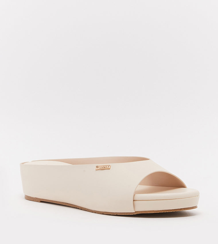 VINCCI Open Toe Flatform Sandals: Beige