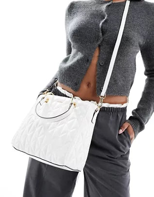 ALDO Glee quilted structured bag in white