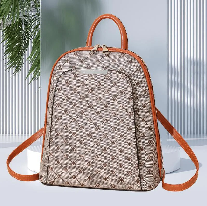 Women fashion travel personality backpack Khaki