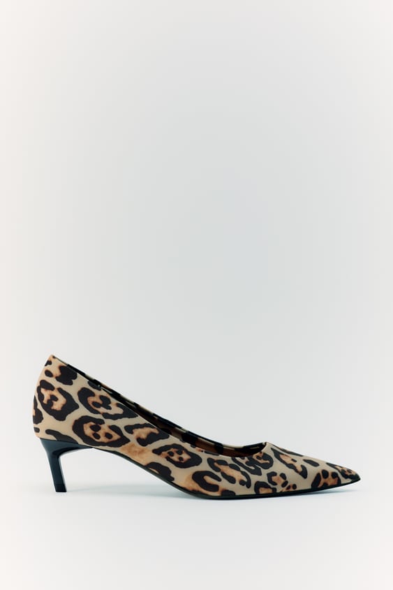 ZARA ANIMAL PRINT KITTEN-HEEL SHOES: Leopard