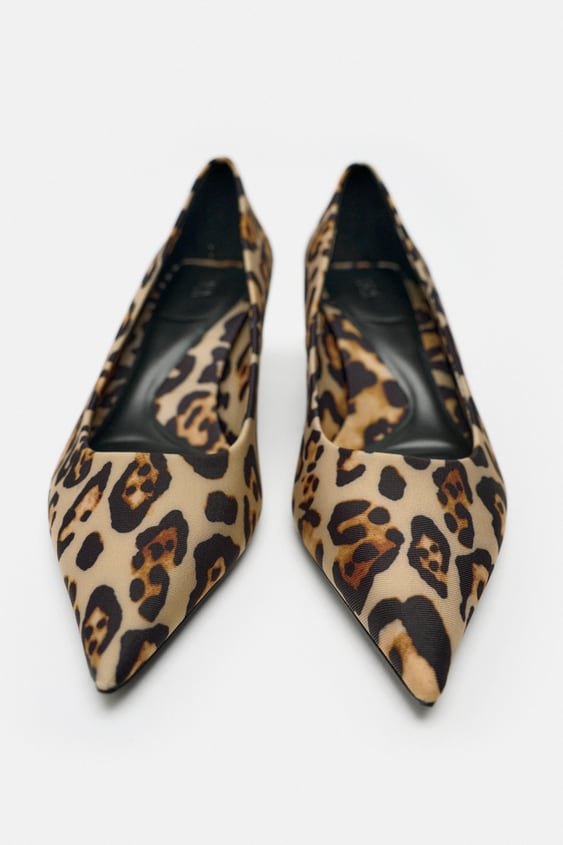 ZARA ANIMAL PRINT KITTEN-HEEL SHOES: Leopard