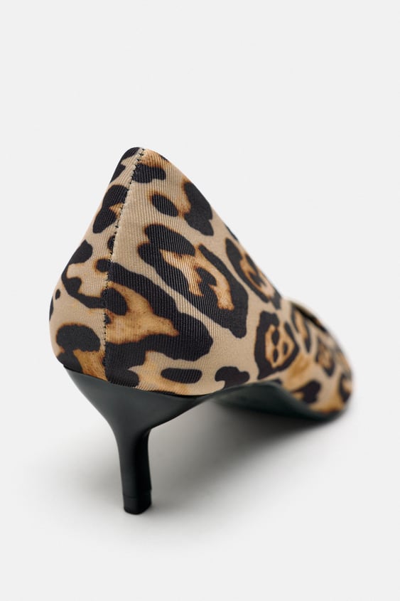 ZARA ANIMAL PRINT KITTEN-HEEL SHOES: Leopard