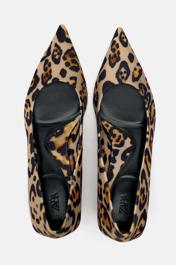 ZARA ANIMAL PRINT KITTEN-HEEL SHOES: Leopard