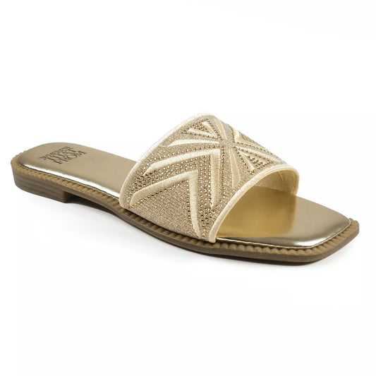 Wheres That From Women's Blossom Flat Sandals: Gold