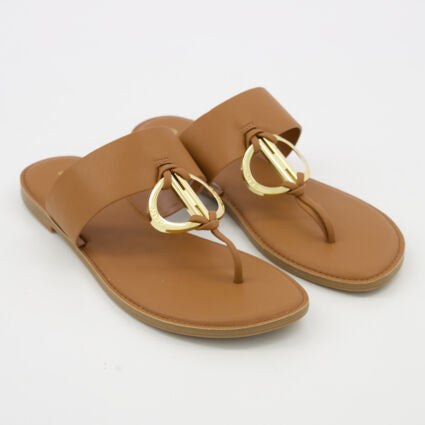 DKNY Cognac Flat Sandals