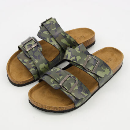 Brave Soul Green Camouflage Flat Sandals