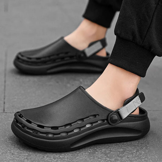Summer men casual indoor and outdoor non slip sandals-44-45 black