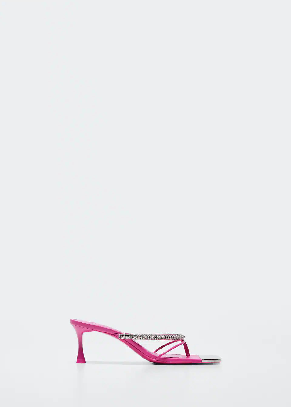 Mango Heeled sandal with strass strap - Fuchsia