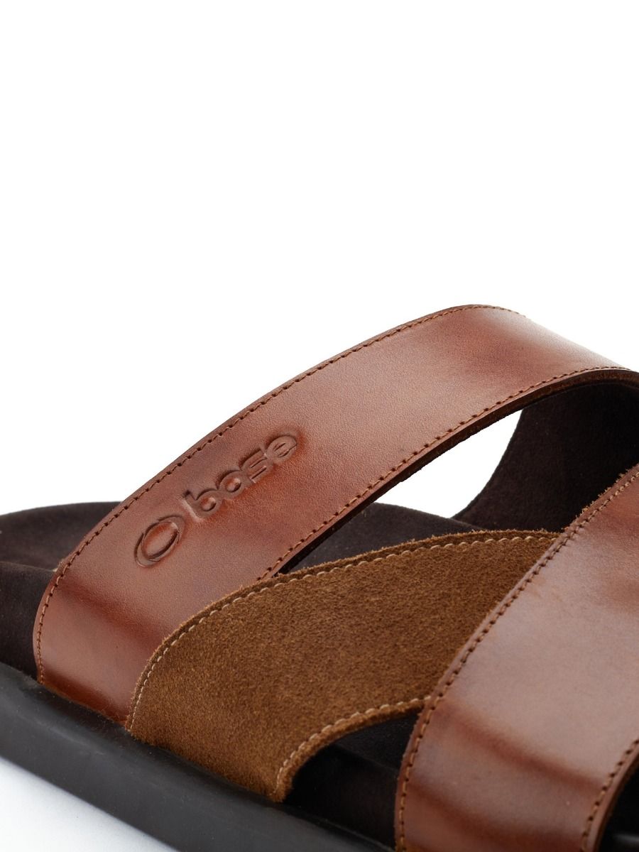 Base London Ponza Slip On Sandal Dark Tan