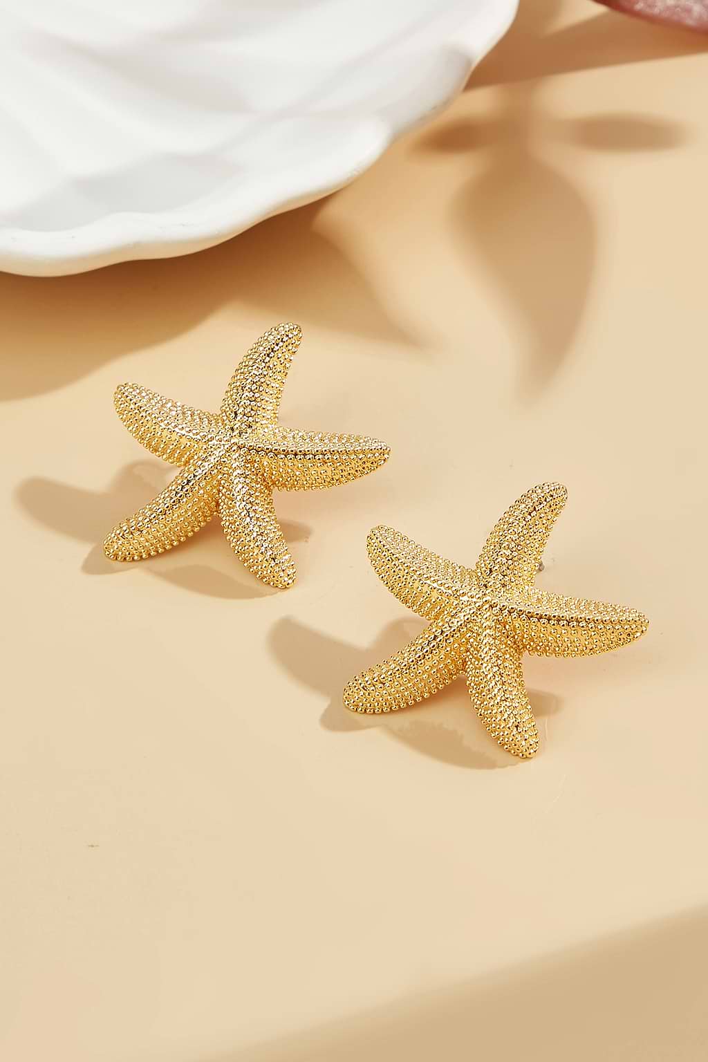 Golden star fish stud earrings-SJP design