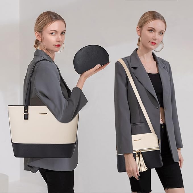 3 piece women fashionable handbag sets- Black and gold
