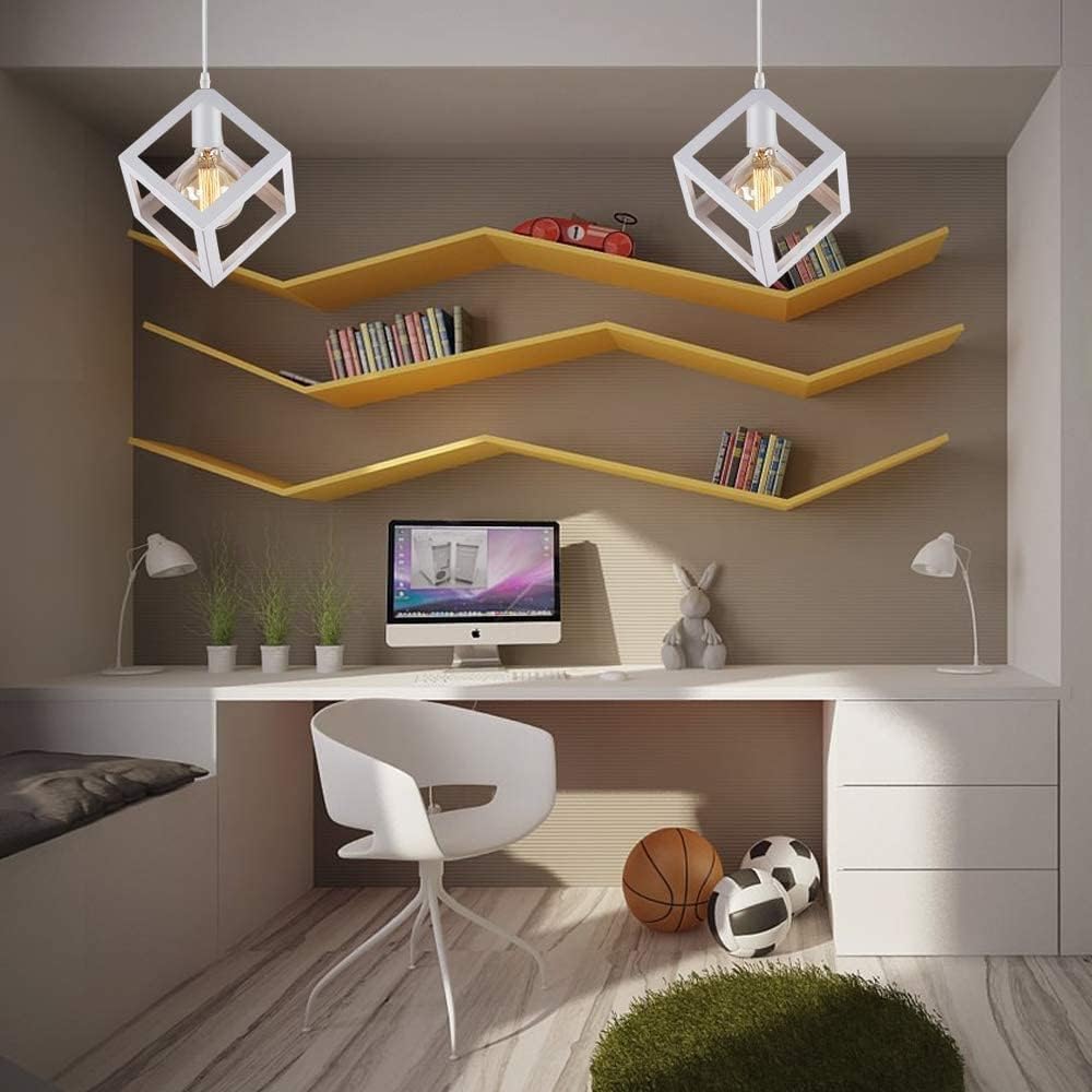 HUA QIANG WANG Industrial Pendant Light 1-Head Vintage White Ceiling Lamp