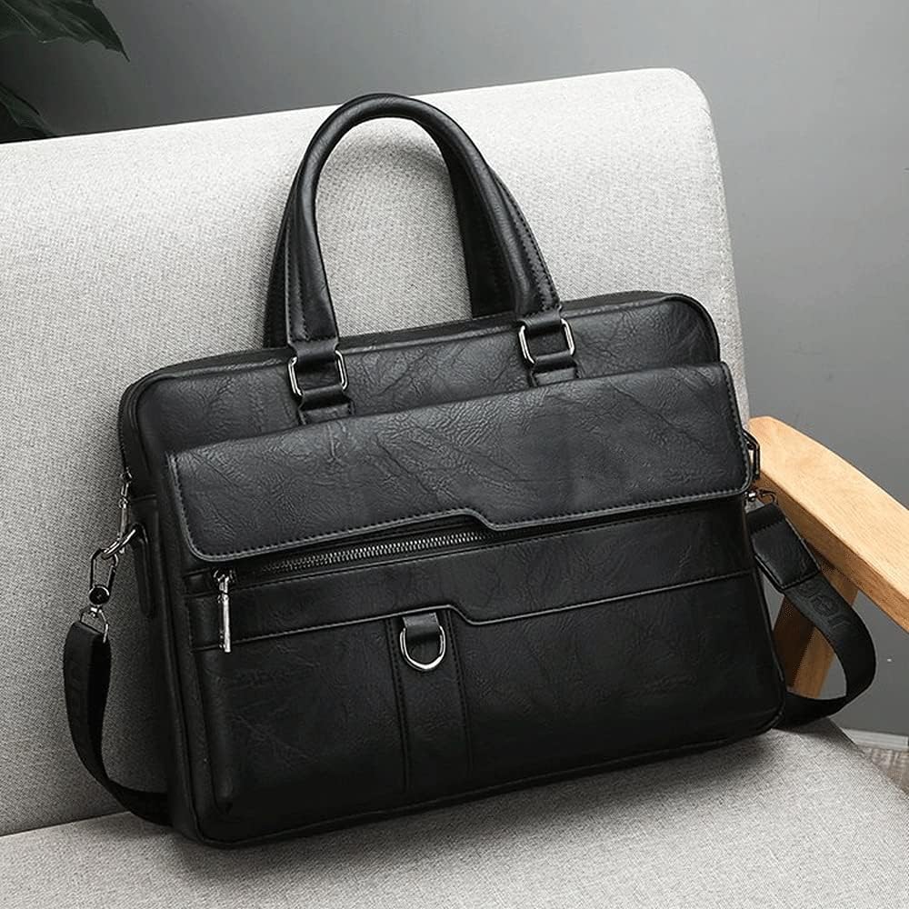 New Men design business briefcase computer and document leather bag- black