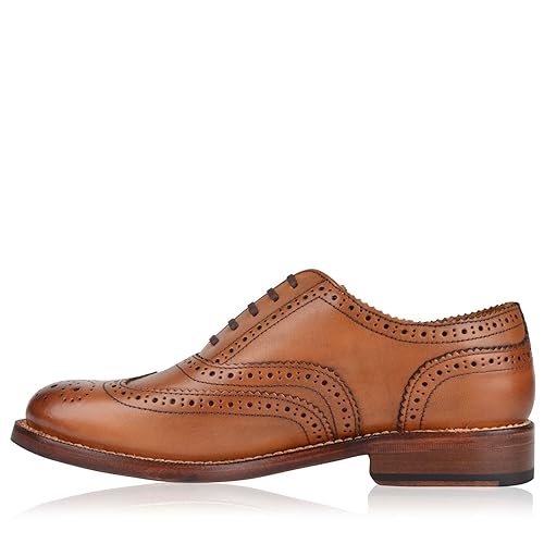 Full Circle Brogue Shoes - Cognac