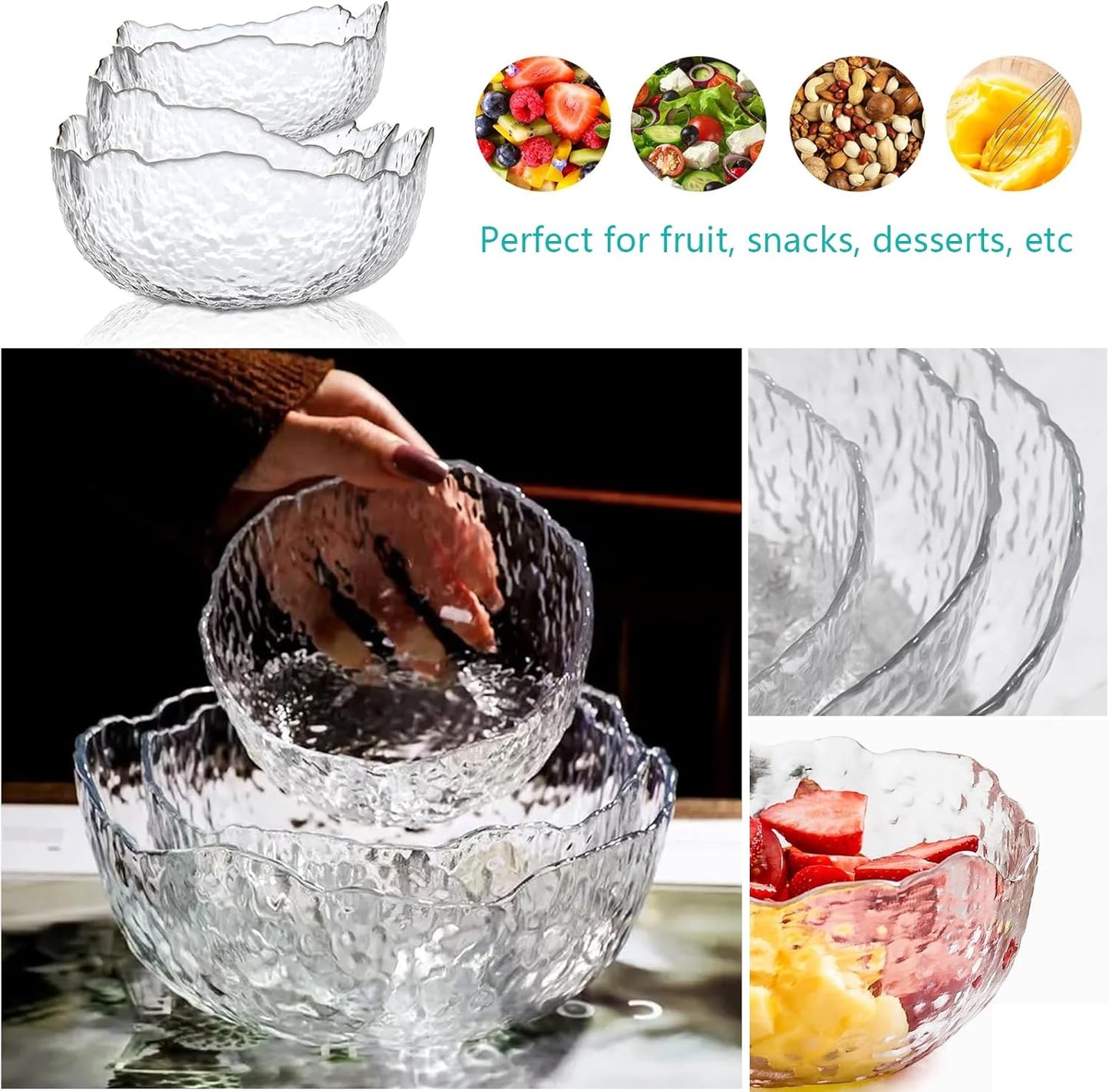 Shuer 3-Piece Fruit Salad Bowl Set Clear 24x17x11cm