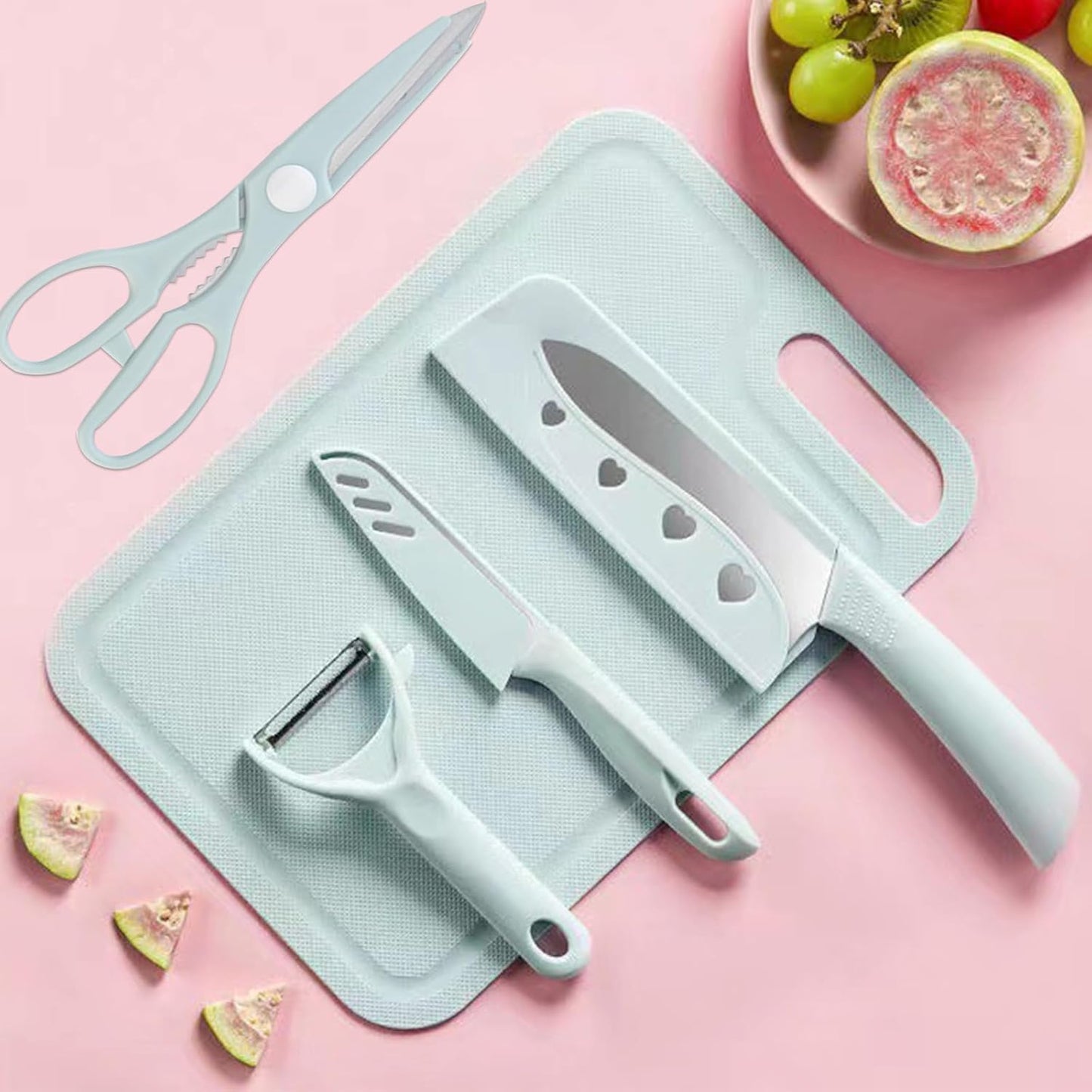 Portable Knife Set Kitchen cutter sets (Pink and blue)
