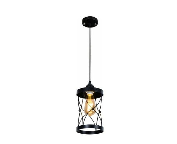 Vmax Adjustable Industrial Cage Retro Pendant Light For Living Room Bedroom Cafe Decor Black