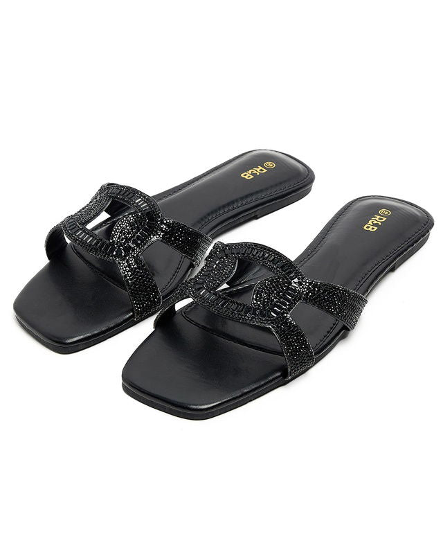 R&B Embellished Flat Sandals