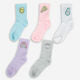 California Sunshine Five Pack Multicoloured Foodie Crew Socks Size S/M